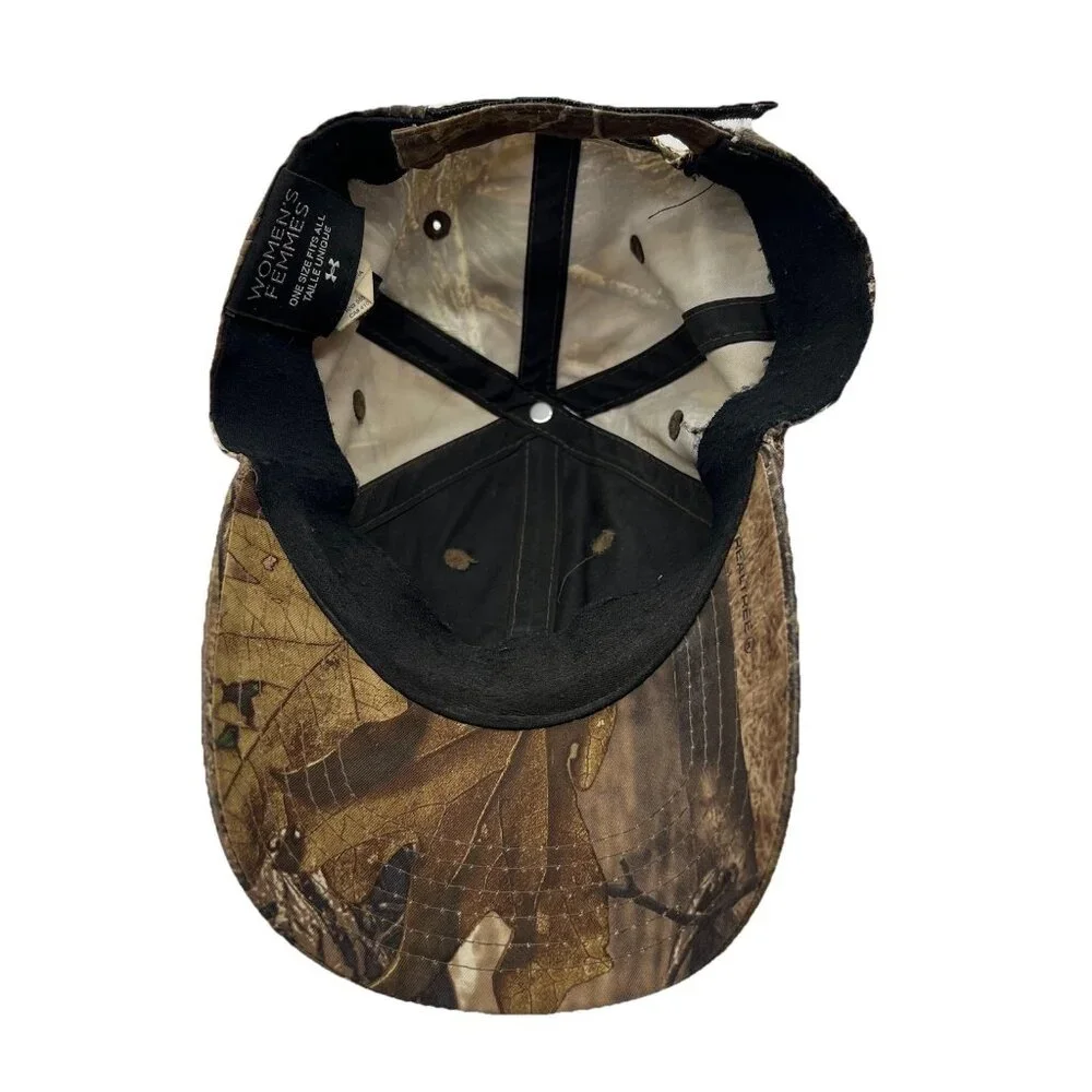 Under Armour Real Tree Camo Women's Hunting Strapback Hat Cap Spell Out Logo